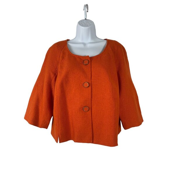 Pursuits, Ltd Womans Textured 3/4 Sleeve Orange Swing Jacket Size 12 - Picture 1 of 10